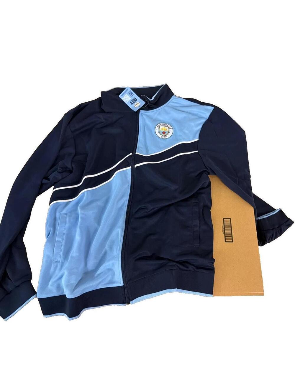 Manchester City FC Mens Track Jacket Navy Sky Blue Full Zip XXL New